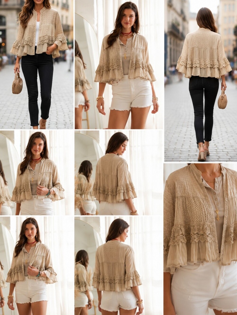 #1567 Young Threads Latte Lace Boho Shrug - Picture 2 of 3